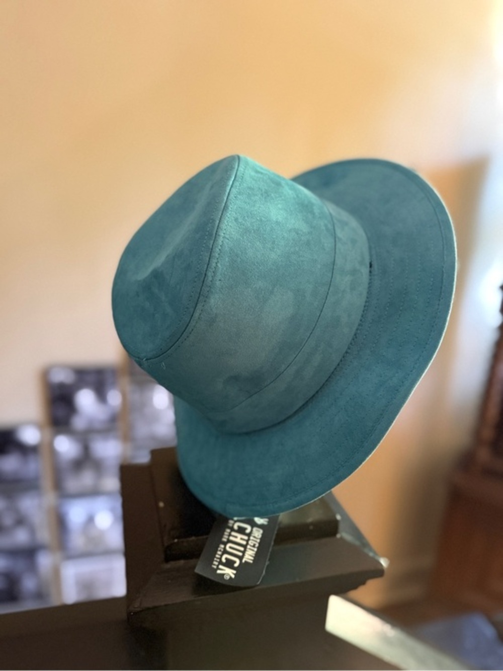 Original Chuck by Mark McNairy Teal Suede Wide-Brim Fedora Hat for Men. NWT.